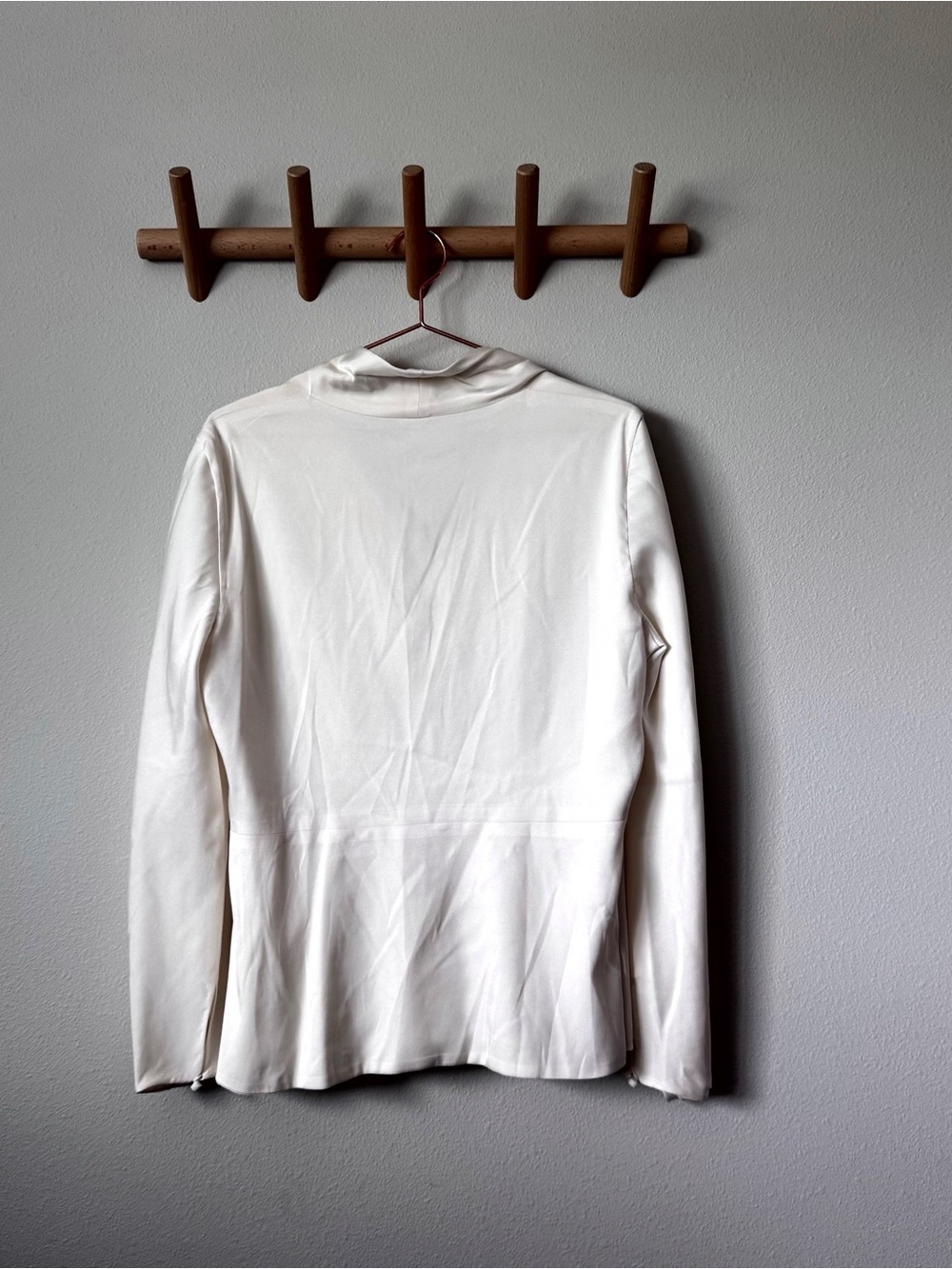 Women's Cream Silk Cowl Neck Long-Sleeve Sweater - Picture 7 of 9